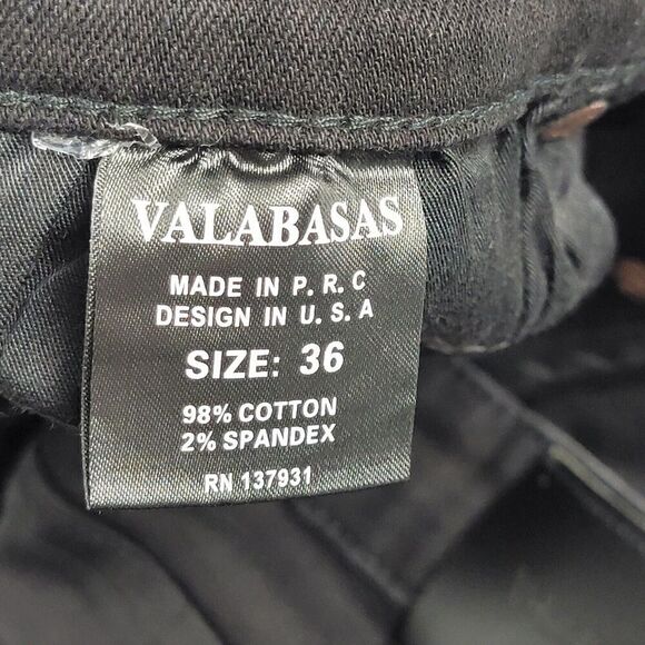 Valabasas Mens Stacked Button Fly Distressed Jeans Size 38 Fringed Black Pants - Picture 7 of 13